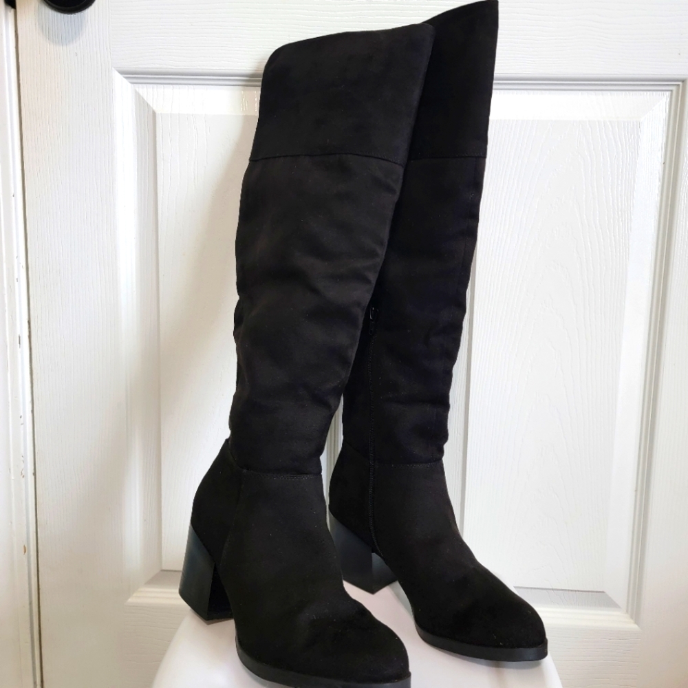 Tall Over the Knee Boots in Faux Suede Size 8